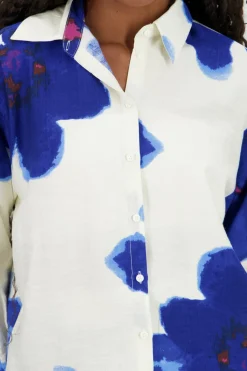 Camisa manga larga cuello detalle estampado