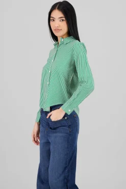 Camisa manga larga detalle estampado rayas