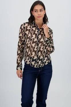 Camisa manga larga estampada lurex