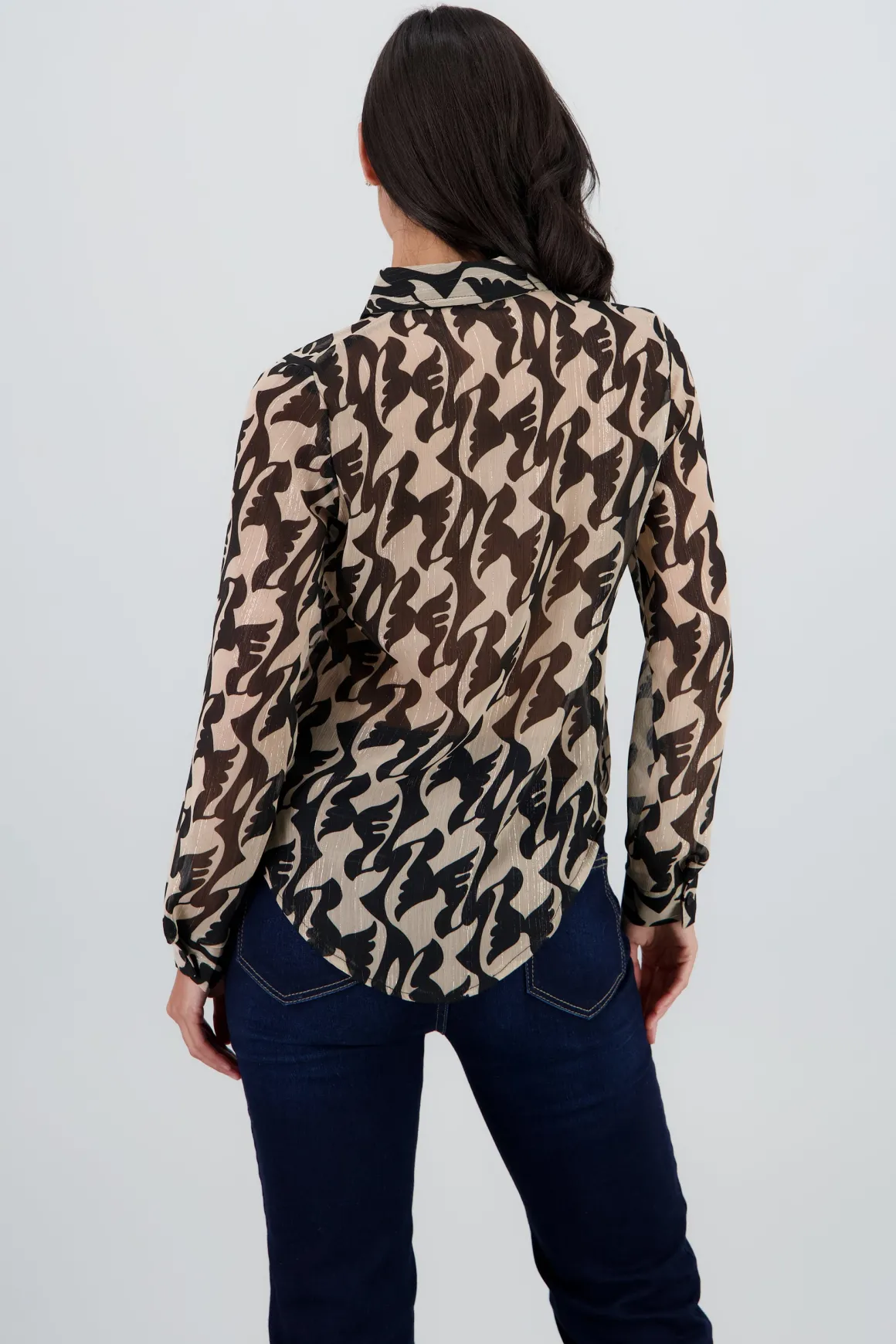 Camisa manga larga estampada lurex