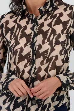 Camisa manga larga estampada lurex