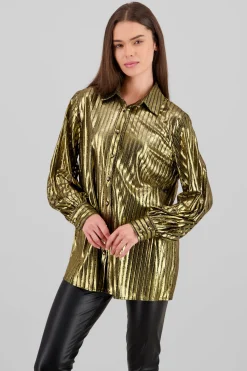 Camisa manga larga metalica rayas