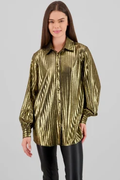 Camisa manga larga metalica rayas