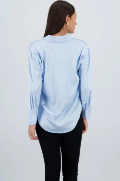 Camisa manga larga satinada detalle moños