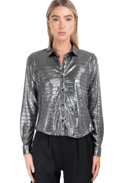 Camisa metálica textura zig zag