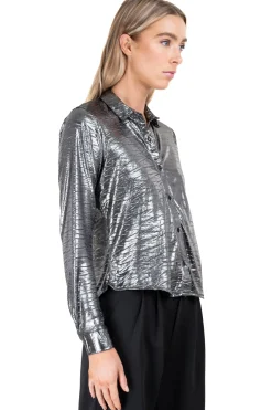 Camisa metálica textura zig zag