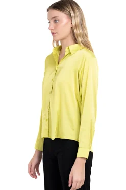 Camisa monocolor satinada