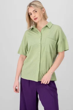 Camisa over manga corta