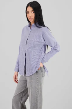 Camisa over rayas detalle abertura