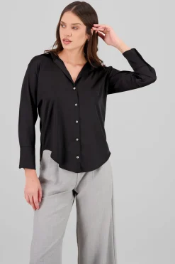 Camisa oversize cuello satin