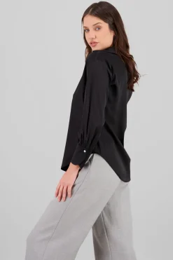 Camisa oversize cuello satin