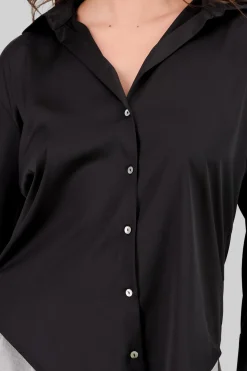 Camisa oversize cuello satin