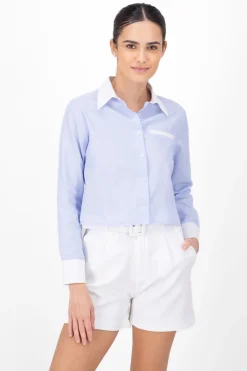 Camisa rayas puños y cuello contraste color Hyps