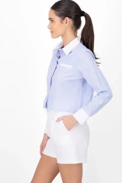 Camisa rayas puños y cuello contraste color Hyps