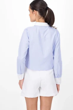 Camisa rayas puños y cuello contraste color Hyps