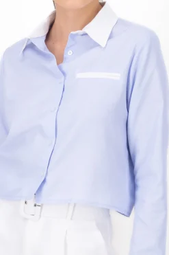 Camisa rayas puños y cuello contraste color Hyps