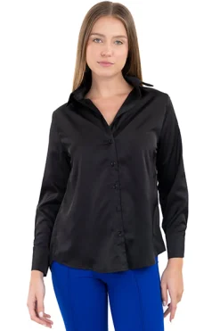 Camisa satinada manga larga