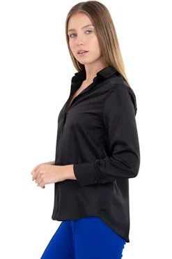 Camisa satinada manga larga