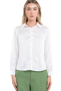 Camisa satinada monocolor