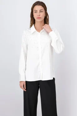 Camisa satín brillos