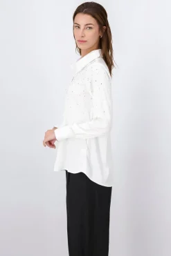 Camisa satín brillos