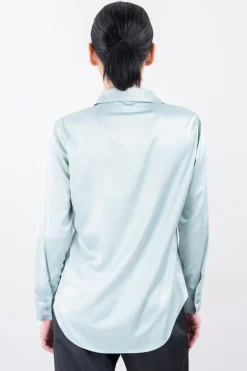 Camisa satín cuello solapa