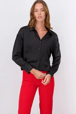 Camisa satín manga larga