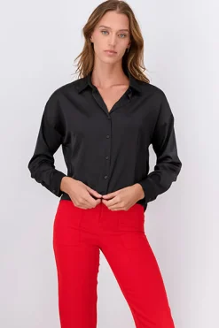 Camisa satín manga larga