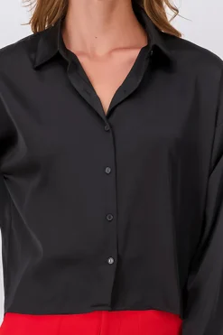 Camisa satín manga larga