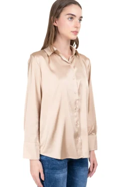 Camisa satín manga larga botones
