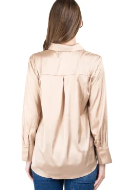 Camisa satín manga larga botones