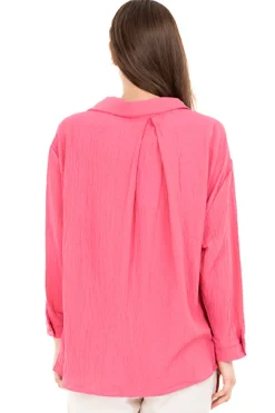 Camisa textura bolsillos lisa