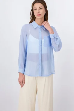 Camisa traslúcida manga larga