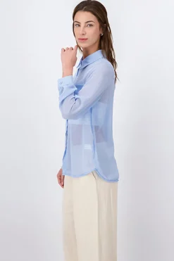 Camisa traslúcida manga larga