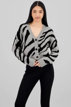 Cardigan botones animal print zebra
