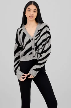 Cardigan botones animal print zebra