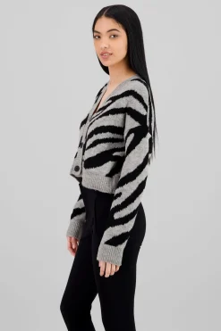 Cardigan botones animal print zebra
