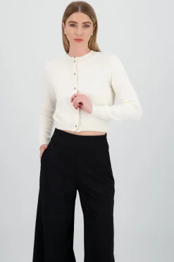 Cardigan con cuello redondo botones dorados Hyp