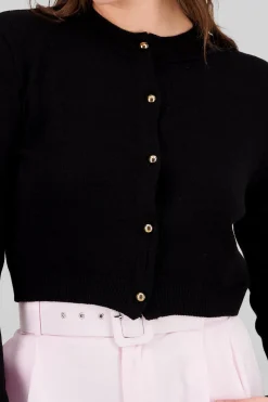 Cardigan con cuello redondo botones dorados Hyp