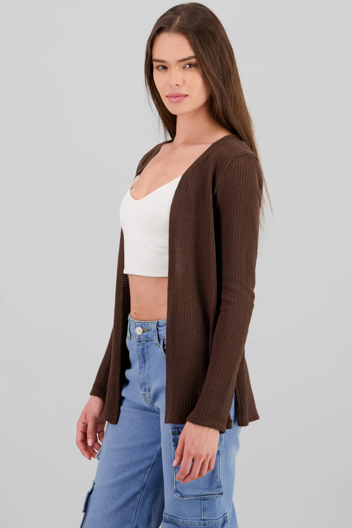 Cardigan largo tejido de punto