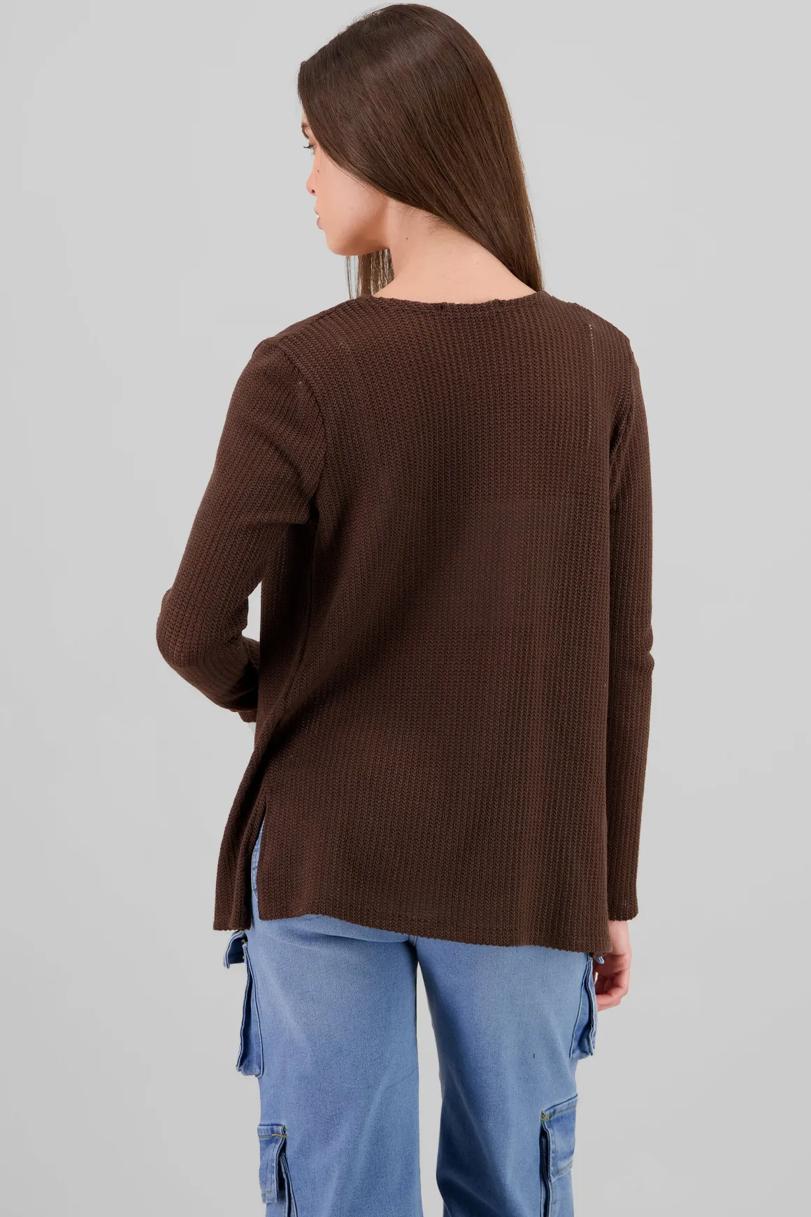 Cardigan largo tejido de punto