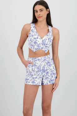 Chaleco corto estampado flores