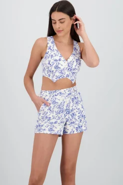 Chaleco corto estampado flores