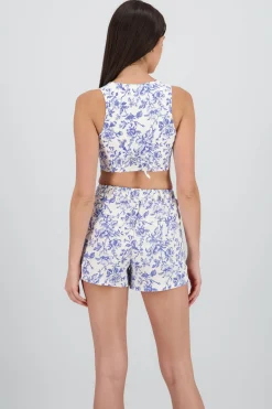 Chaleco corto estampado flores