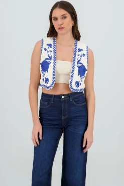 Chaleco crop detalle bordado