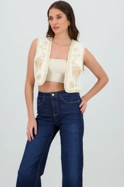 Chaleco crop detalle bordado