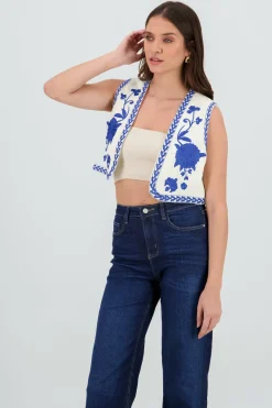 Chaleco crop detalle bordado