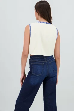 Chaleco crop detalle bordado