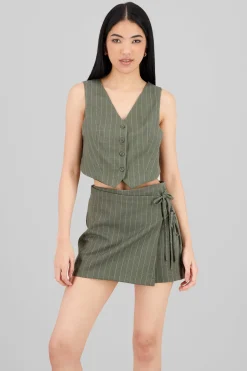 Chaleco crop sastreado rayas