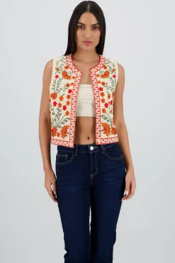 Chaleco detalle bordado flores